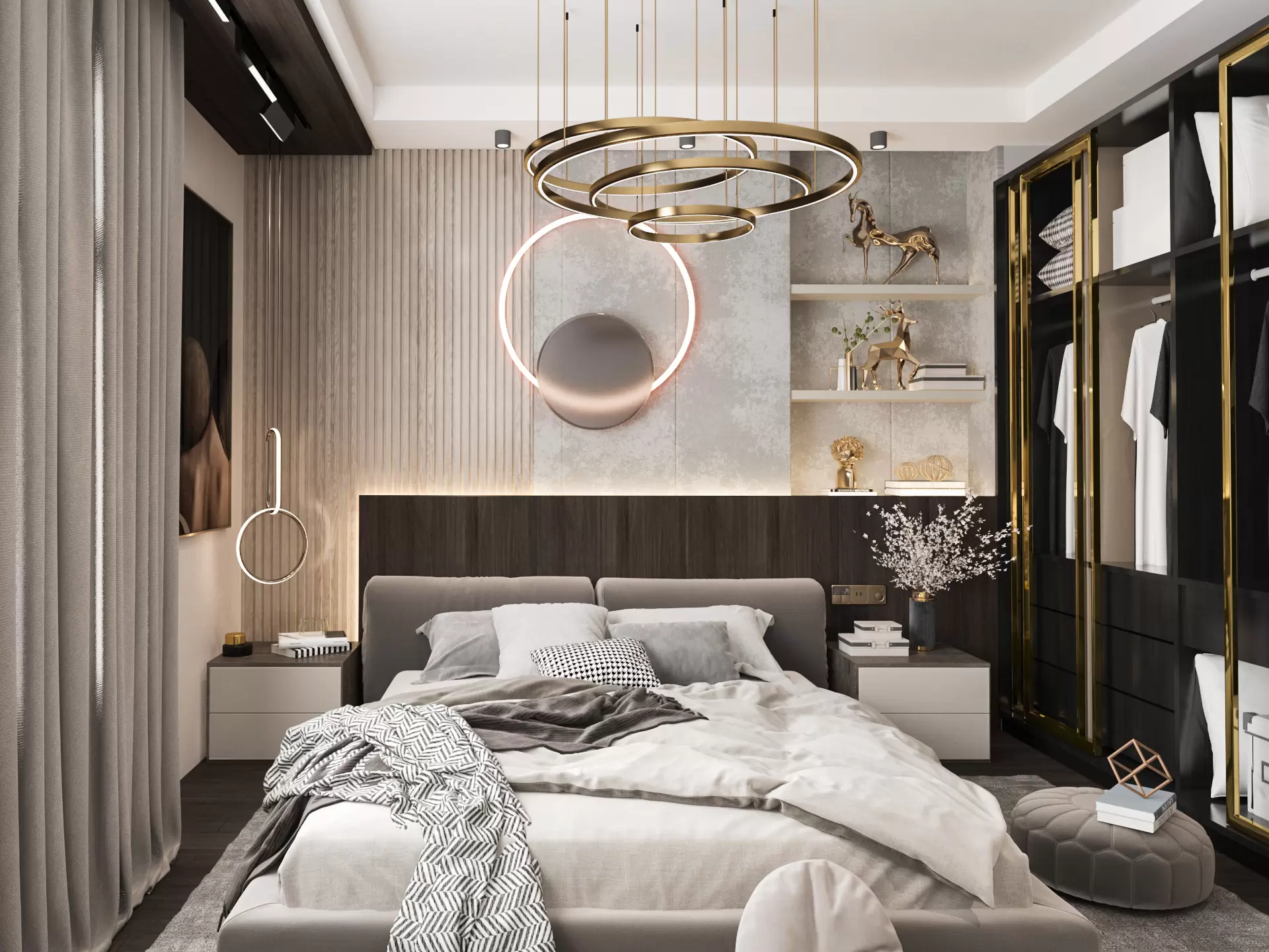 تصميم داخلي لغرفة نوم علي طراز النيو كلاسيك 